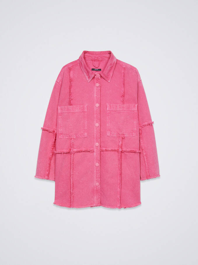 100% Cotton Denim Shirt, Pink, hi-res