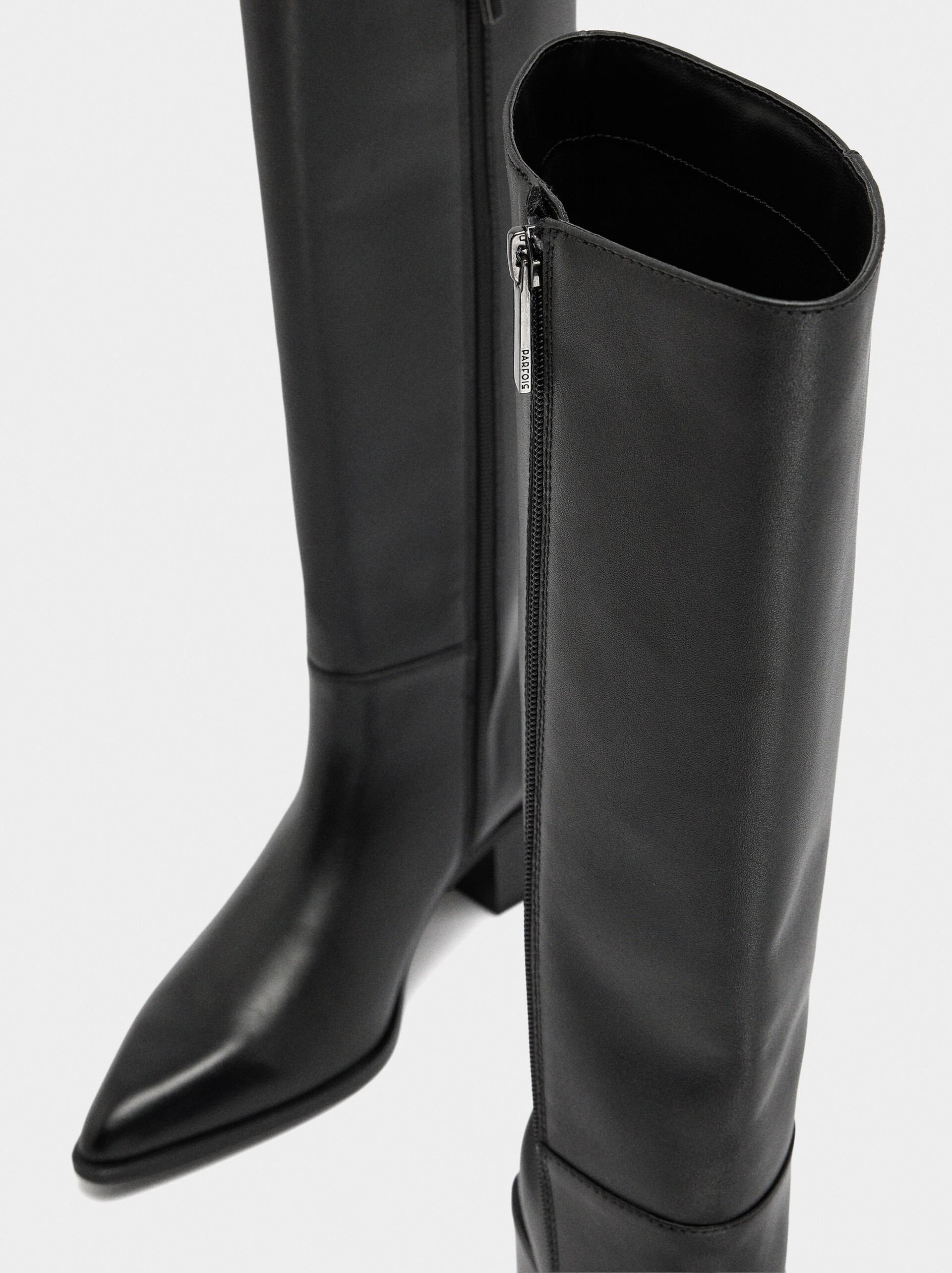 Bottes en cuir talon large image number 4.0