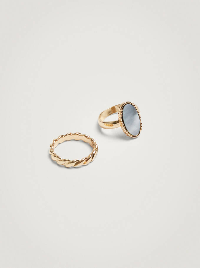 Set Of Rings With Shell, Multicolor, hi-res