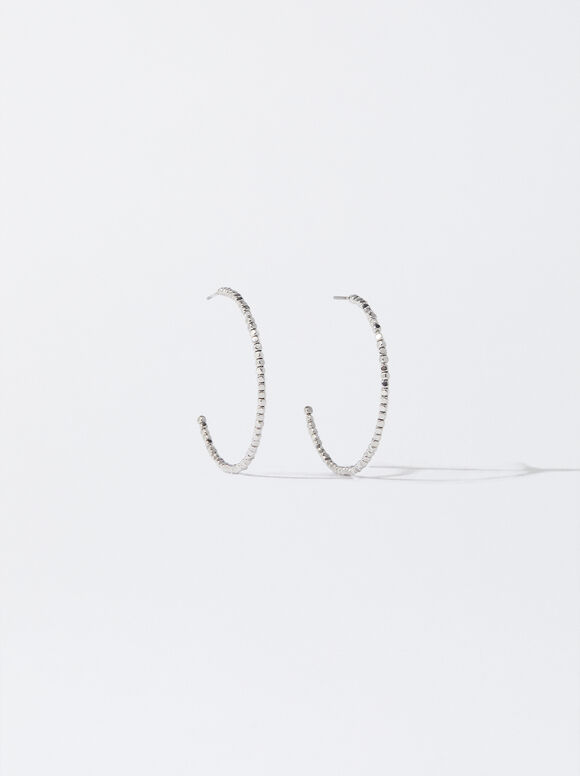 Gold-Toned Hoop Earrings, Silver, hi-res