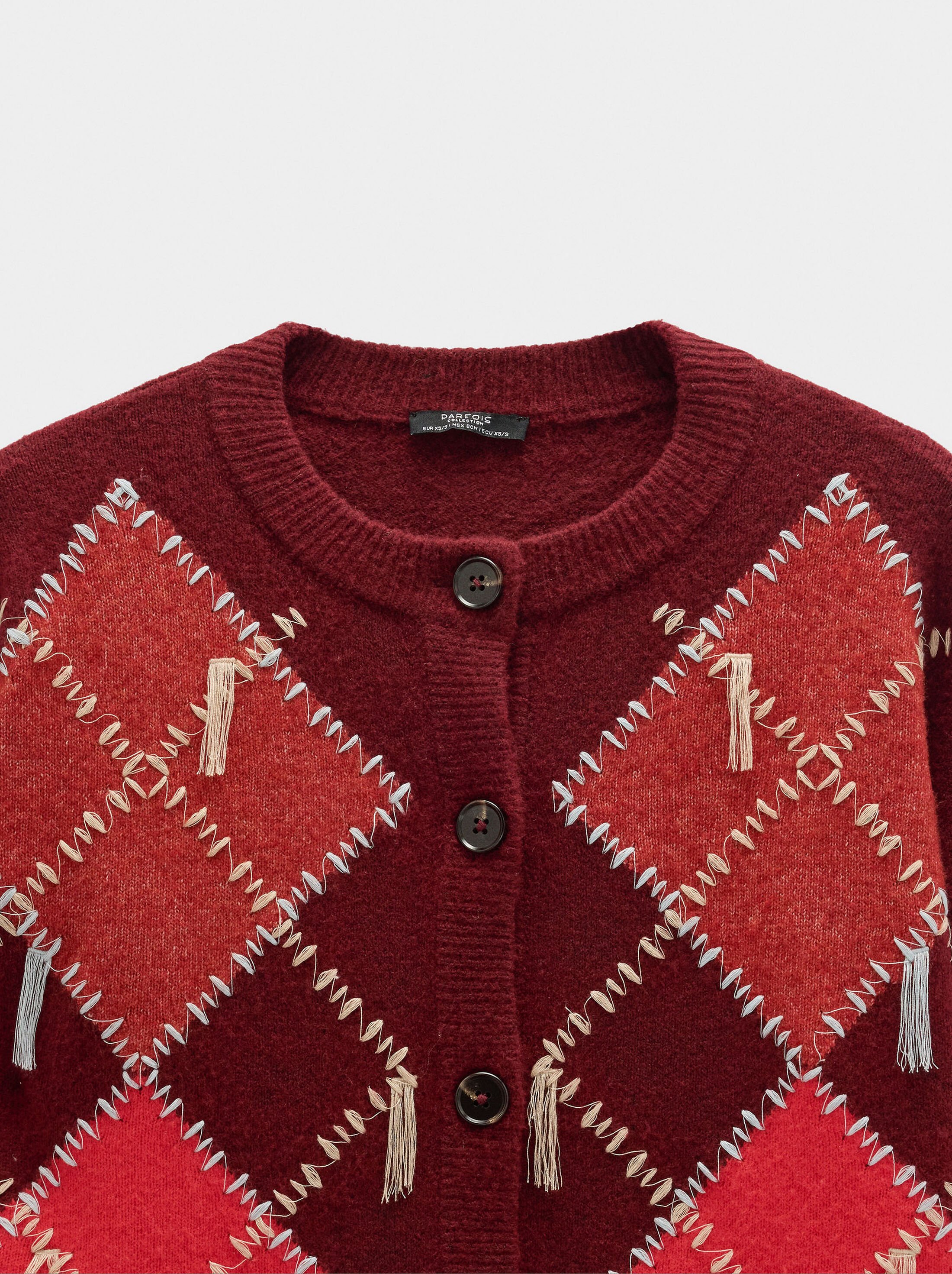 Knitted cardigan with argyle pattern image number 5.0