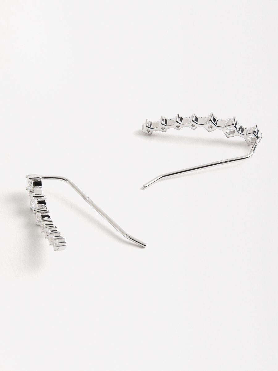 Pendientes alargados con circonias - plata de ley 925