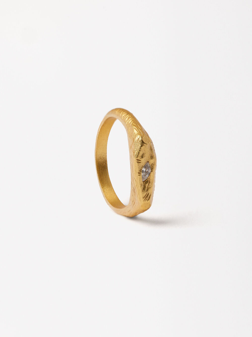Goldener Ring Mit Zirkonia - 925er Sterlingsilber