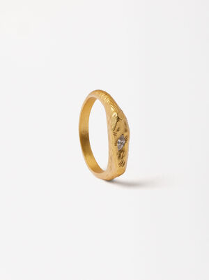 Golden Ring With Cubic Zirconia - 925 Sterling Silver image number 2.0