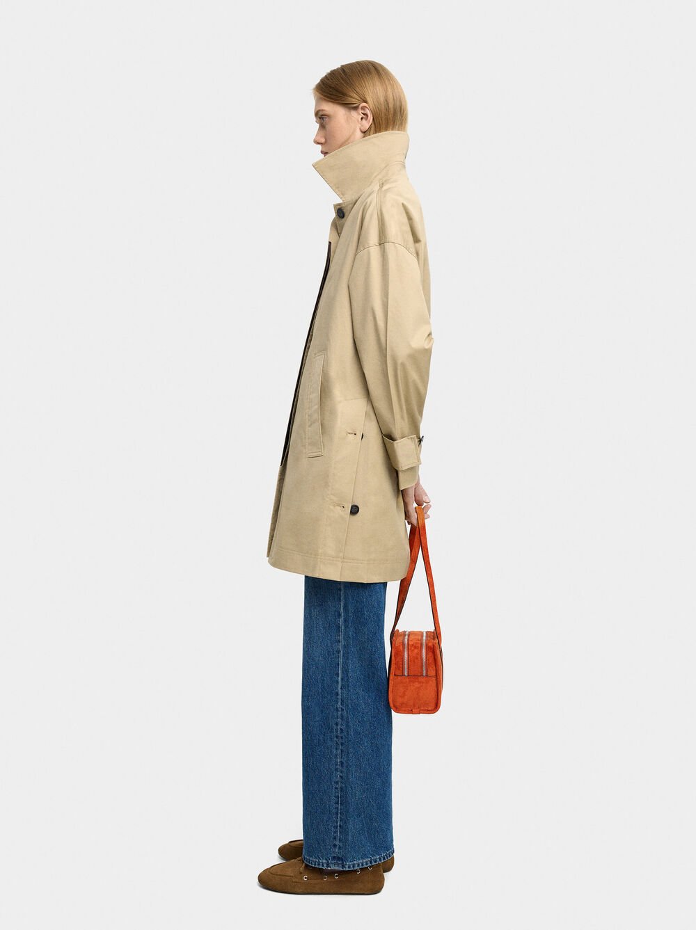 Midi-Trenchcoat aus Baumwolle mit Taschen