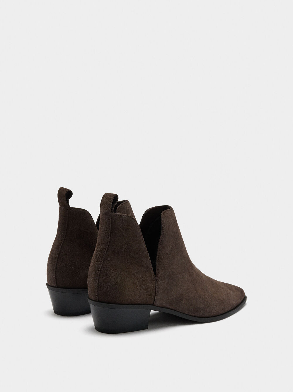 Leather cowboy ankle boots with openings