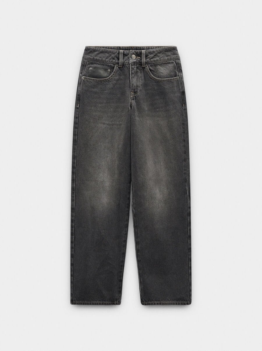 Washed effect denim trousers