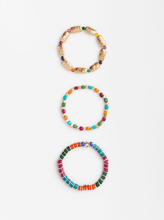 Set Of Elastic Bracelets With Stone image number 2.0
