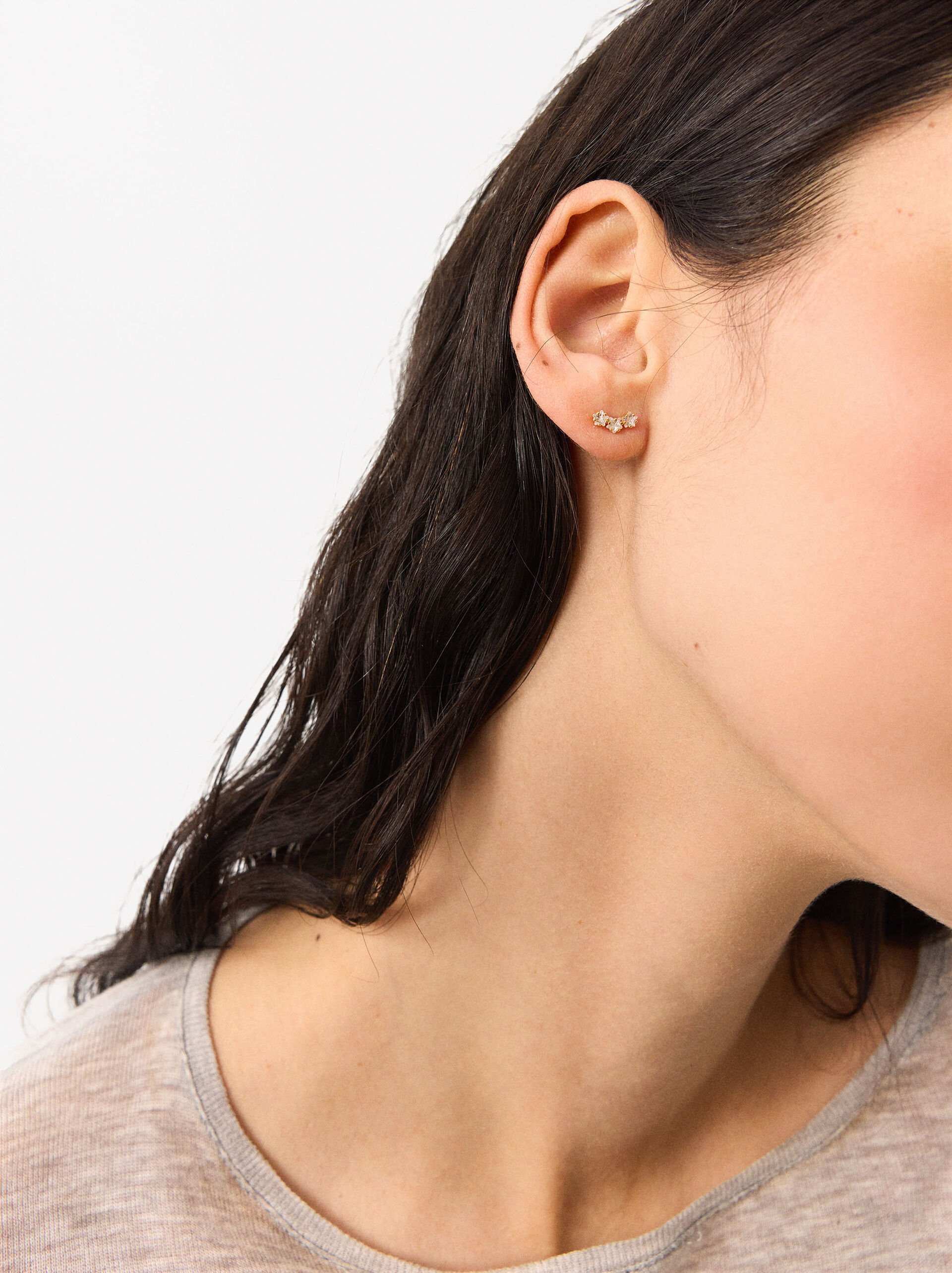 Boucles d'oreilles serties de zircones - Argent Sterling 925 image number 1.0