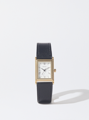 Square Case Watch, Black, hi-res