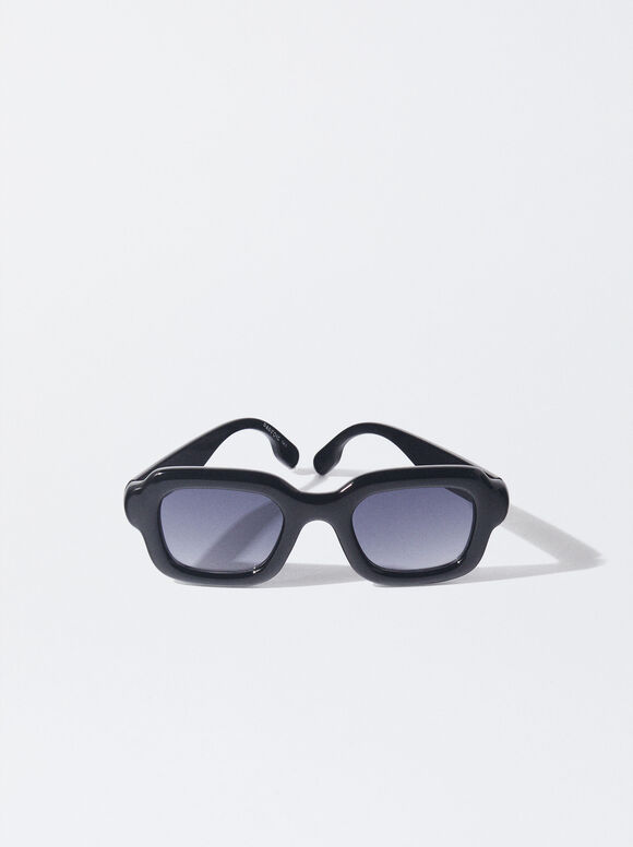 Quadratische Sonnenbrille, Schwarz, hi-res