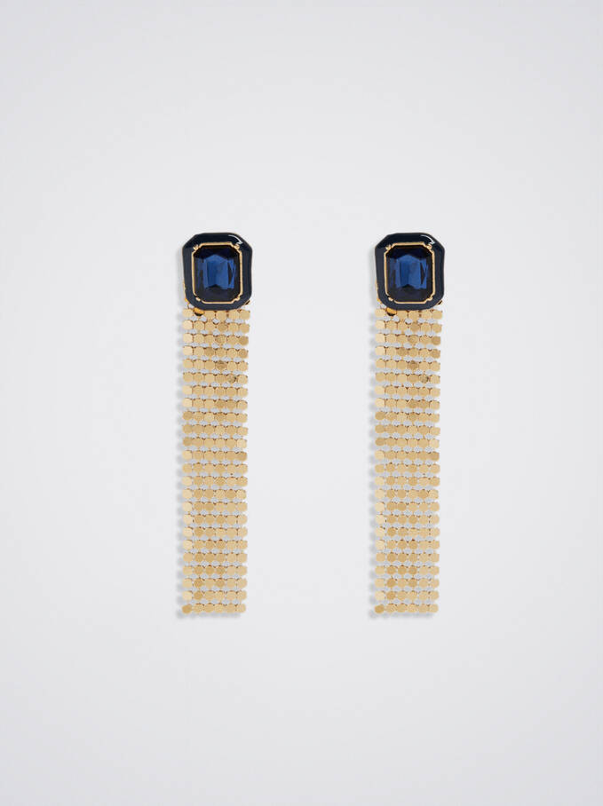 Earrings With Crystal, Blue, hi-res
