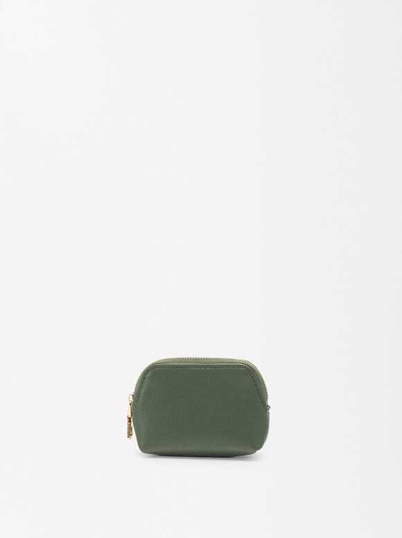 Coin Purse With Zip Fastening, Khaki, hi-res
