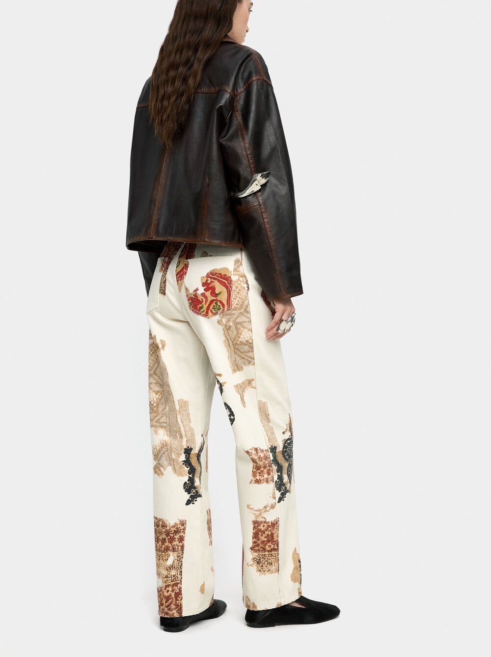 Bedruckte Denim-Hose aus 100% Baumwolle