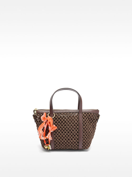 Tote bag with straw effect and removable bag