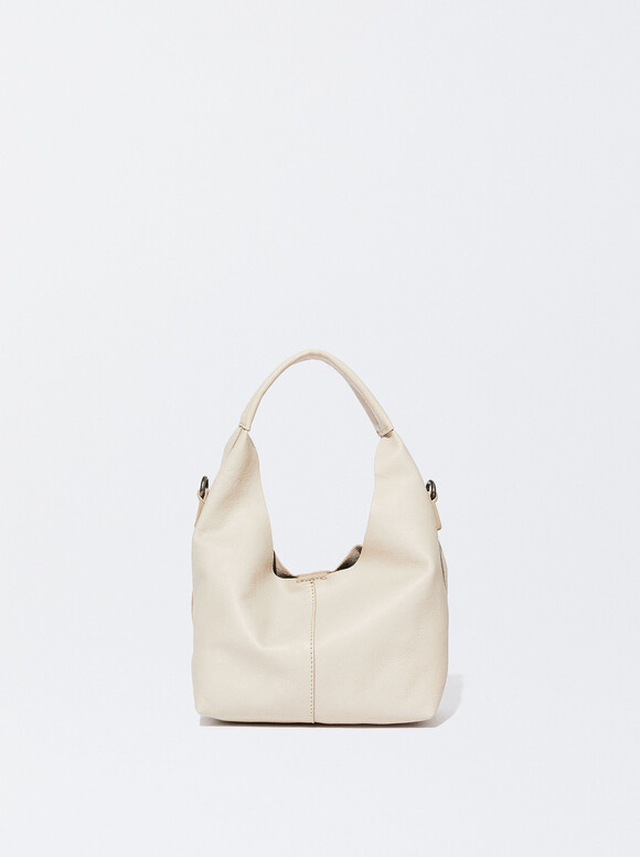 Online Exclusive - Leather Shoulder Bag, Ecru, hi-res