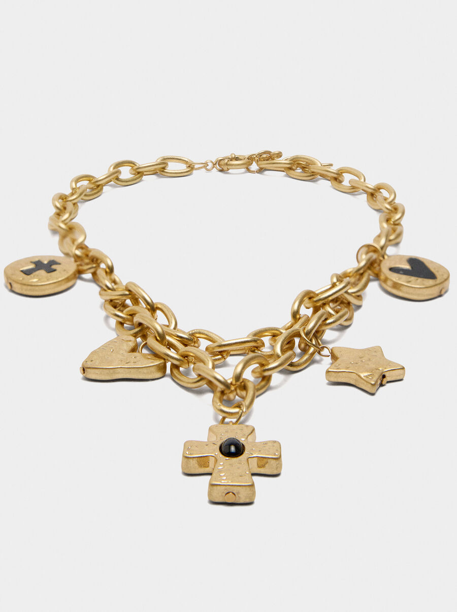 Necklace of links with cross pendant