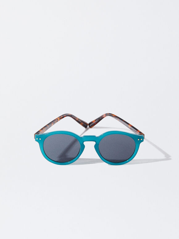 Runde Sonnenbrille In Schildpattoptik, Blau, hi-res
