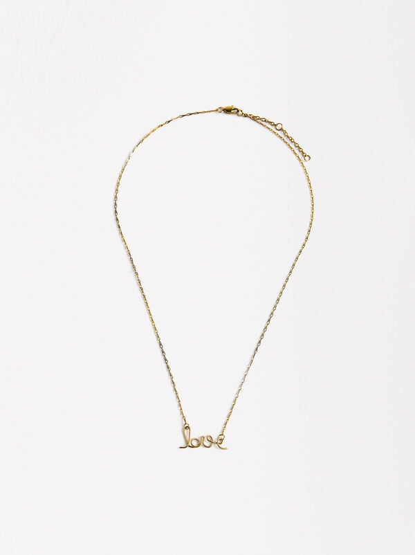 Thin LOVE necklace - stainless steel