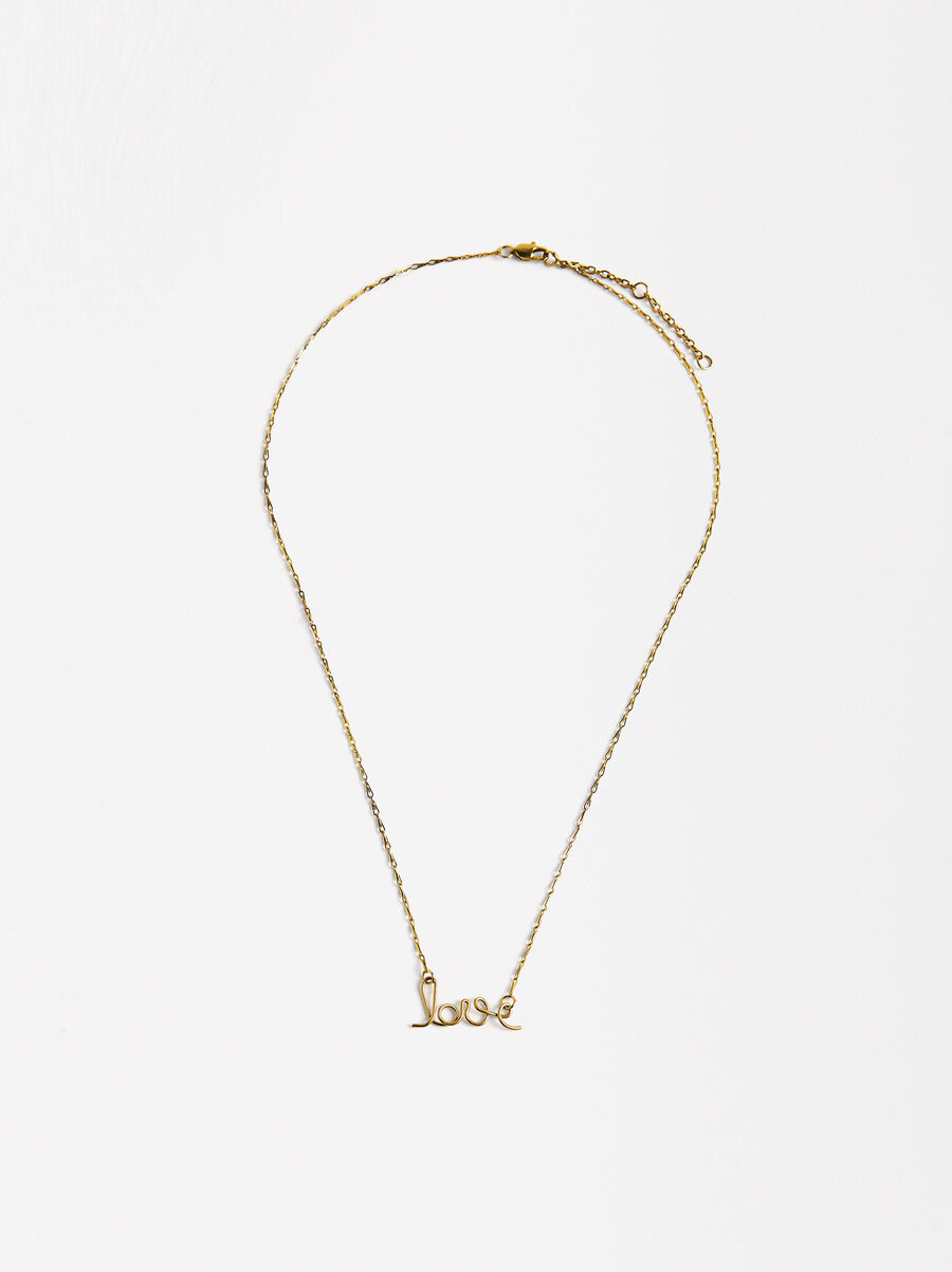 Collier fin LOVE - acier inoxydable