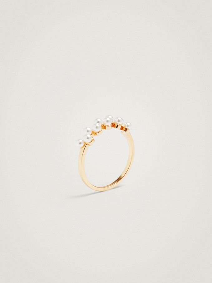 Golden Ring With Strass, Golden, hi-res