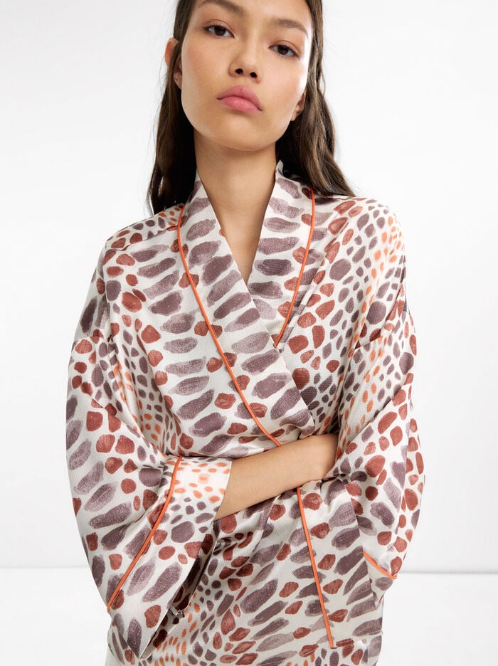 Kimono estampado con textura