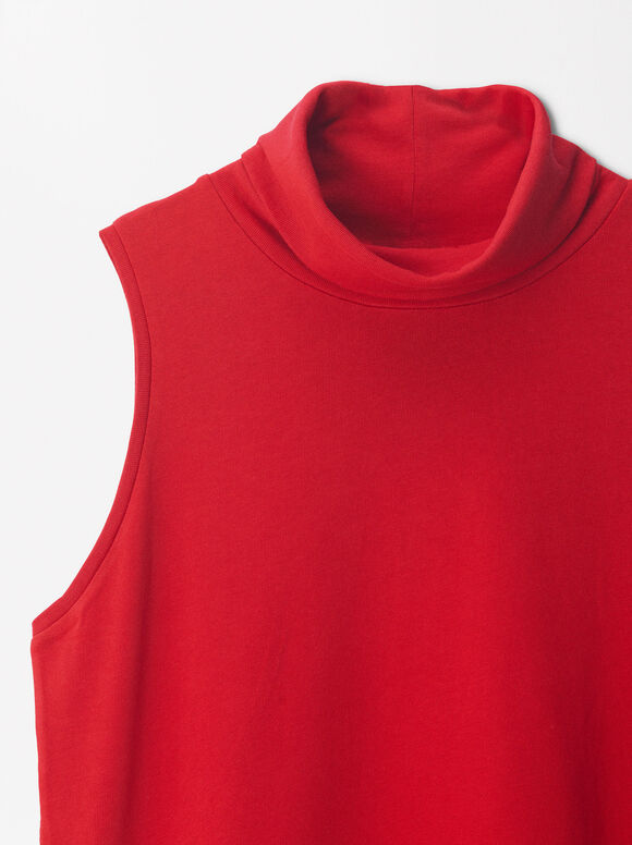 Camiseta 100% Algodón Cuello Alto, Rojo, hi-res