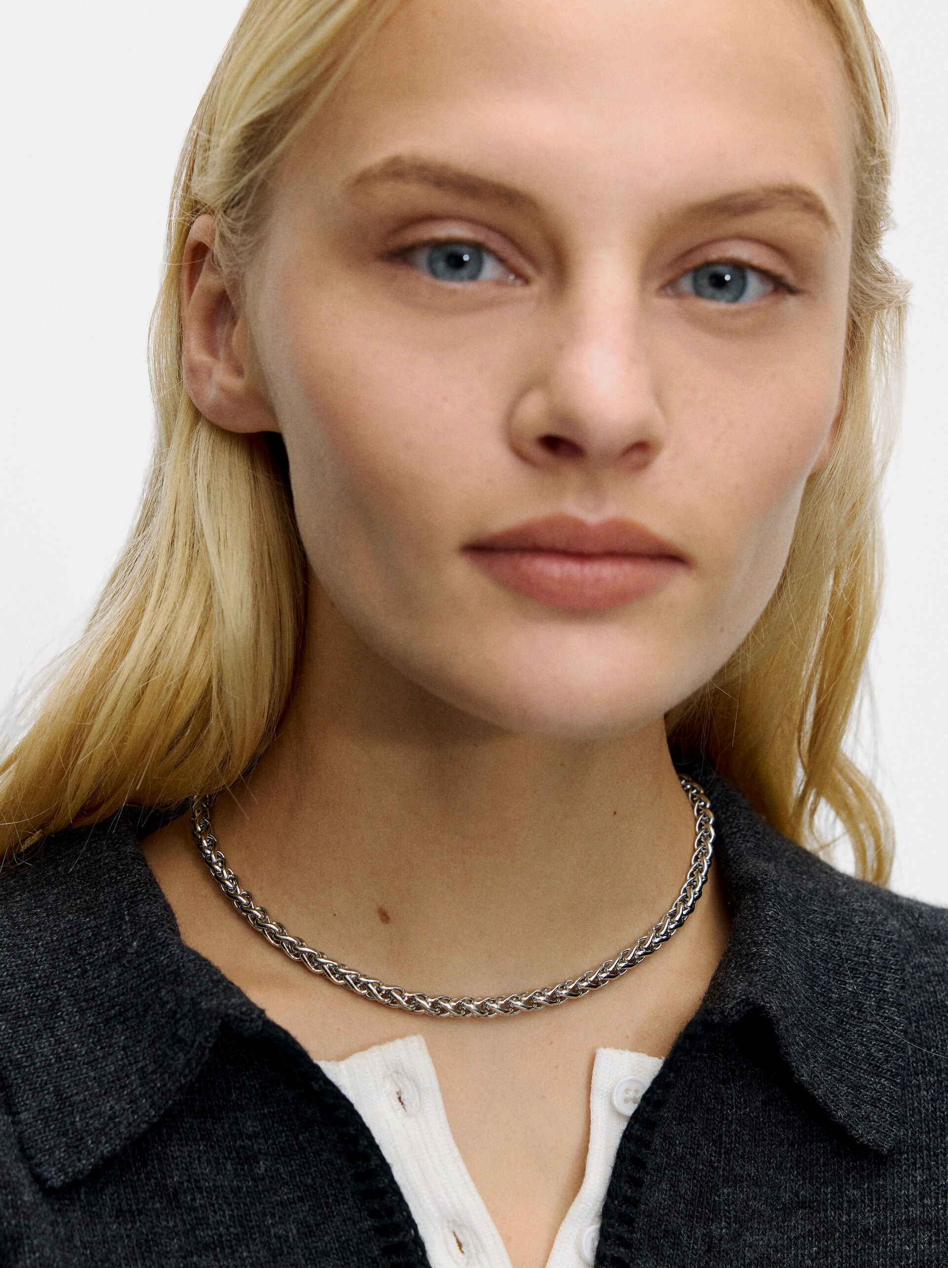 Collar corto de eslabones - acero inoxidable image number 1.0