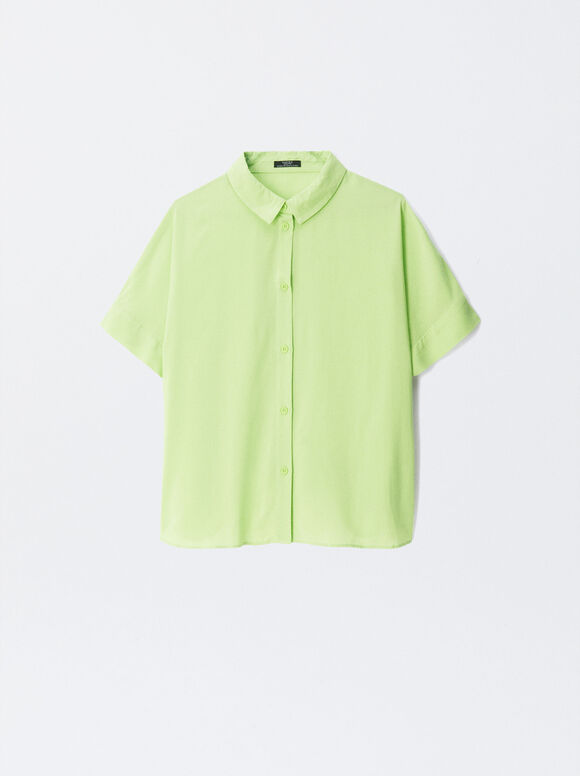 Short-Sleeved Shirt With Buttons, Lime, hi-res