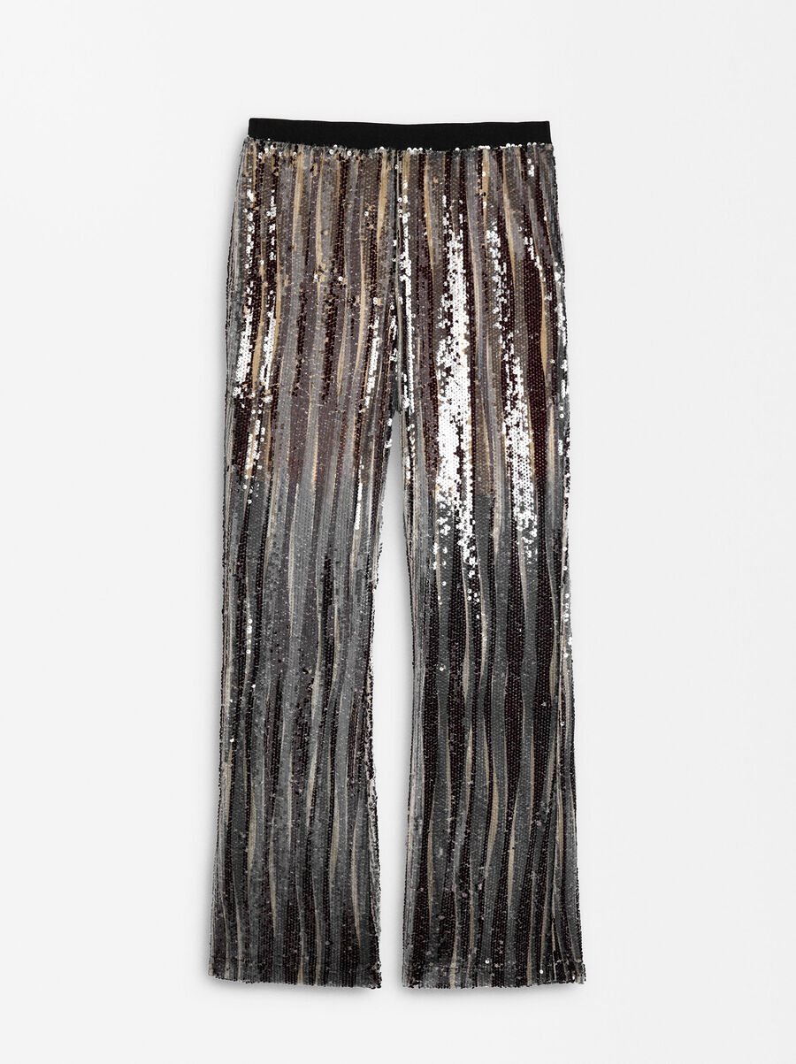 Flared trousers with sequins