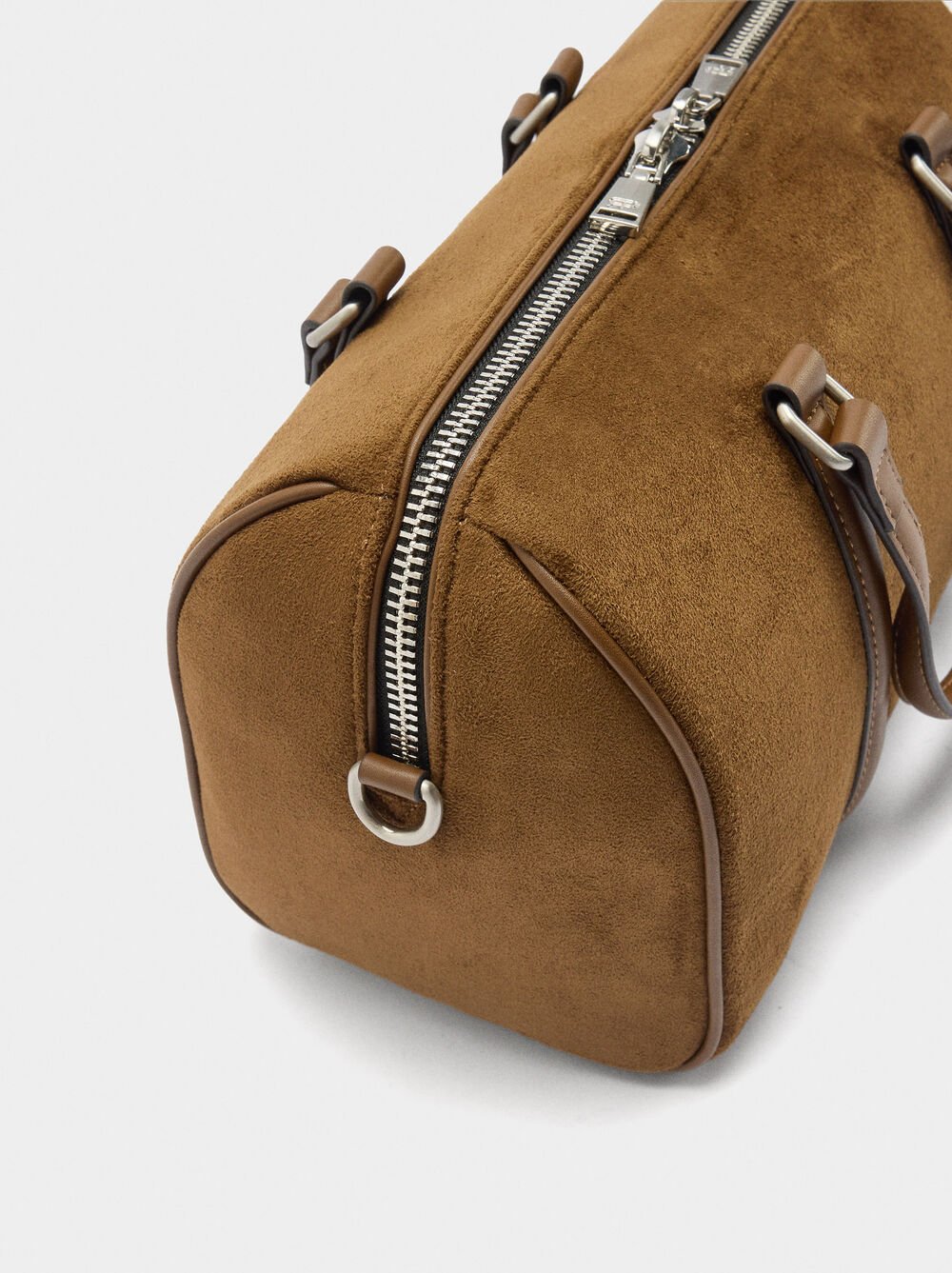Bowling bag with suede effect