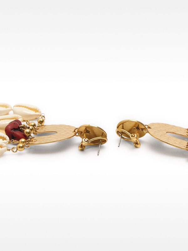 Maxi earrings with shells and stones