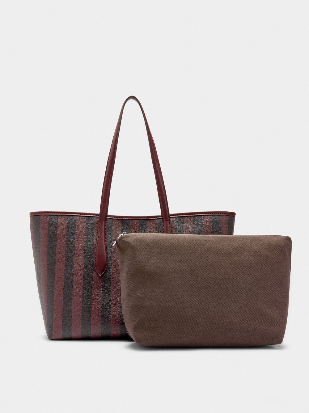Shopper-Tasche mit Streifen und abnehmbarer Tasche