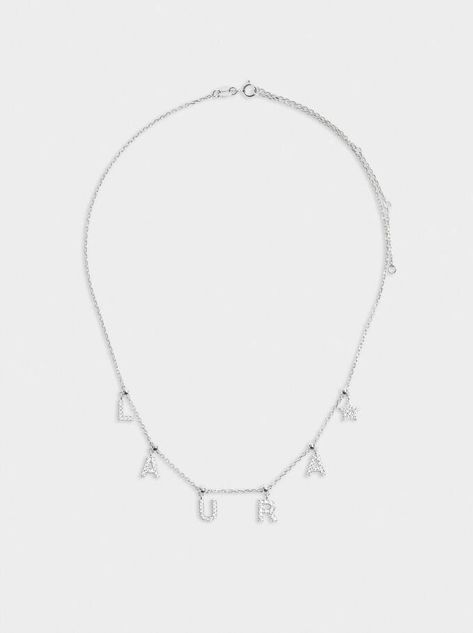 925 Silver Customizable Golden Necklace With Zirconia, Silver, hi-res