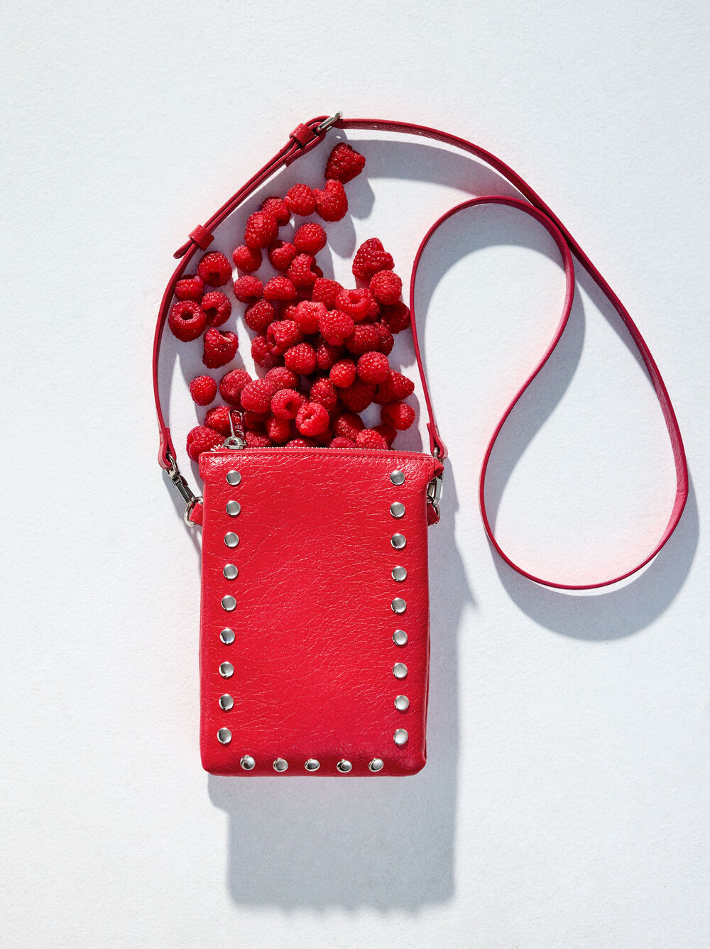 Double crossbody bag with studs