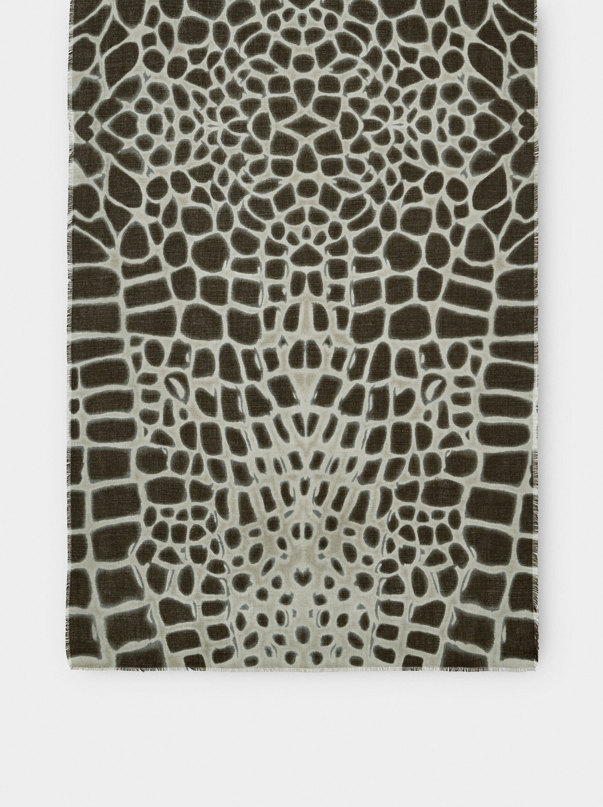 Printed scarf with wool blend image number 2.0