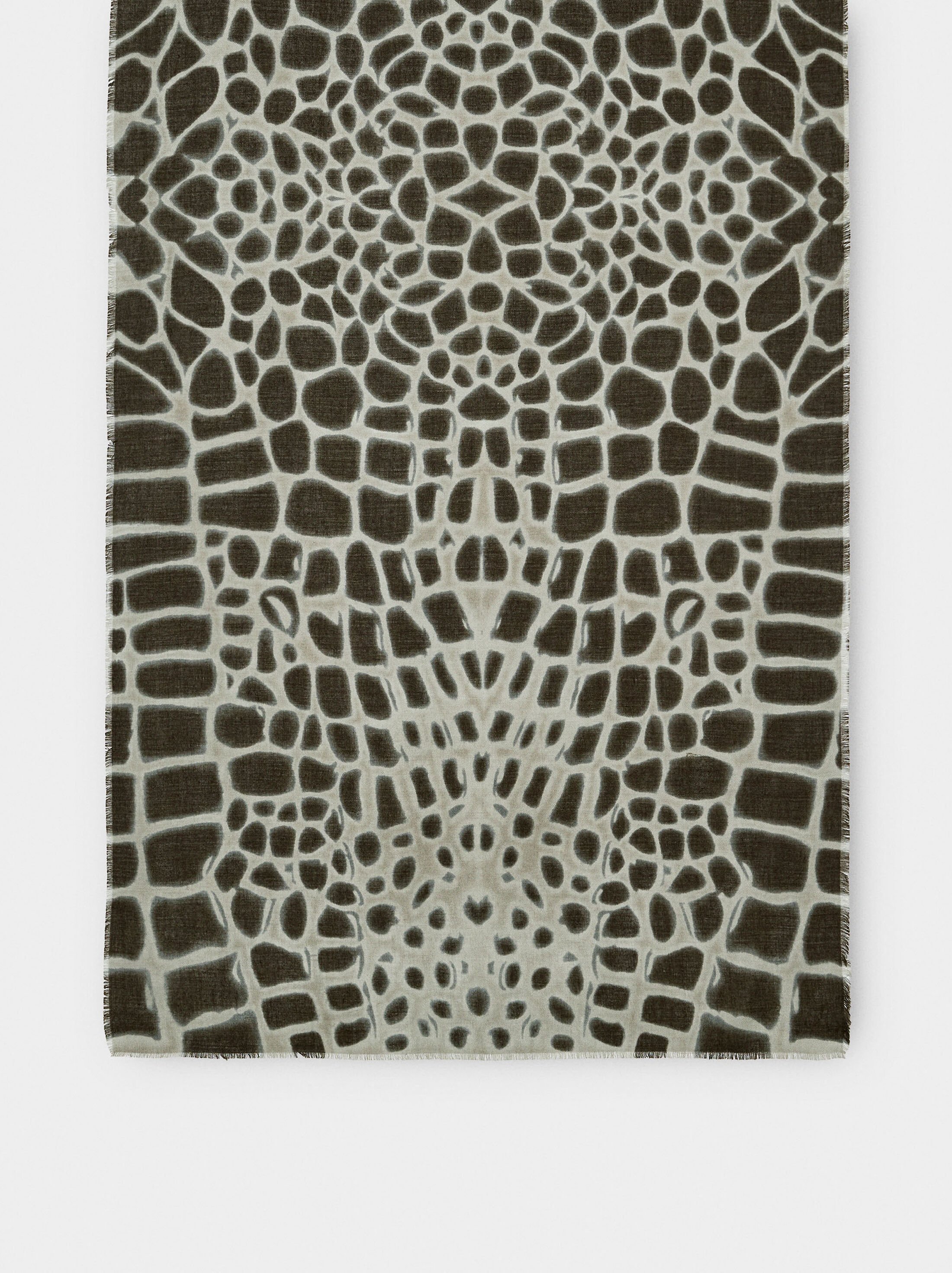 Printed scarf with wool blend image number 2.0