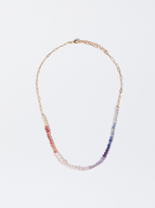 Multicoloured Necklace With Stone, Multicolor, hi-res