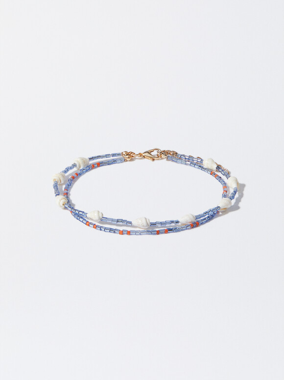 Anklet Bracelet With Shells, Multicolor, hi-res