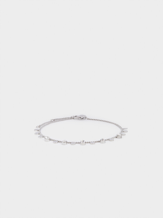 Stainless Steel Bracelet With Crystals, Silver, hi-res