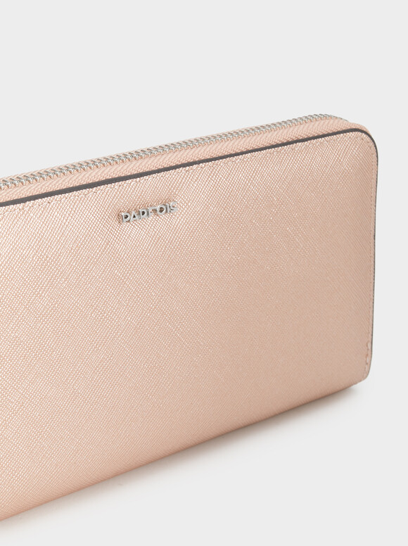 Large Wallet With Handle, Rose Gold, hi-res