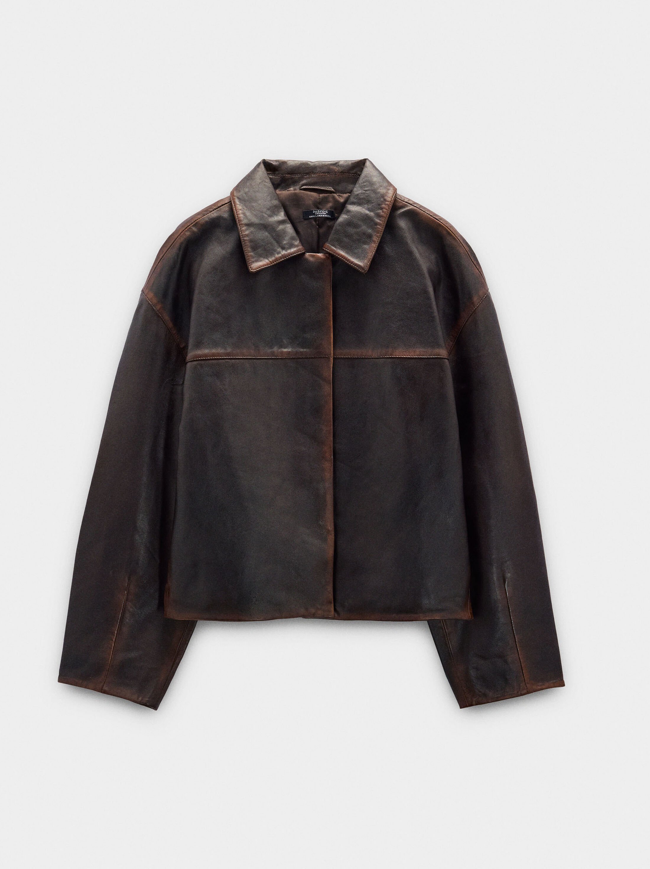 Leather jacket with topstitching image number 0.0