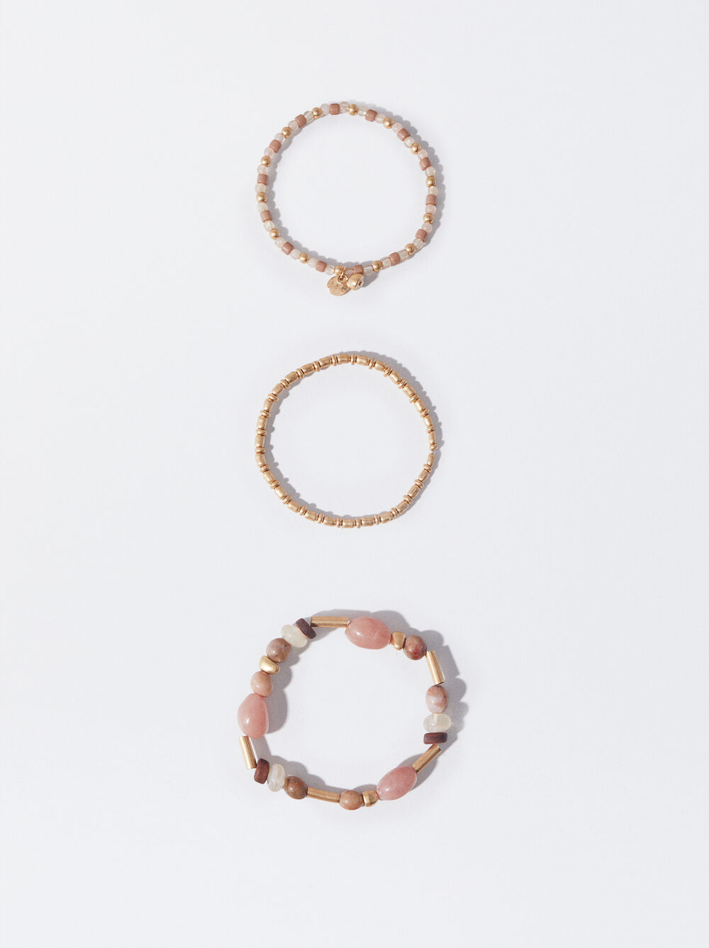 Set Of Elastic Bracelets With Stone