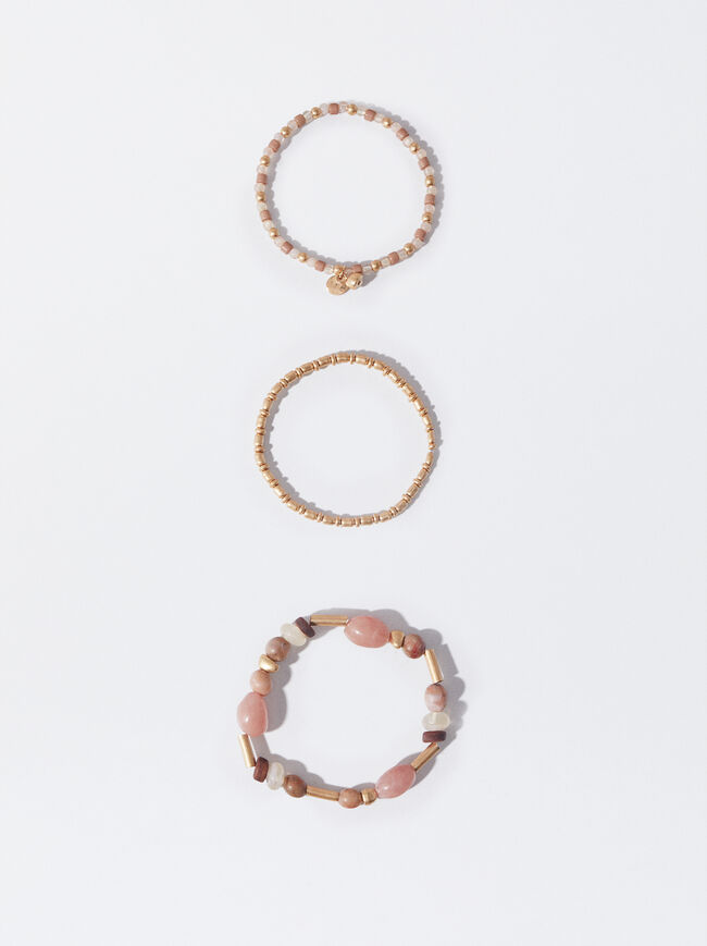 Set Of Elastic Bracelets With Stone image number 3.0