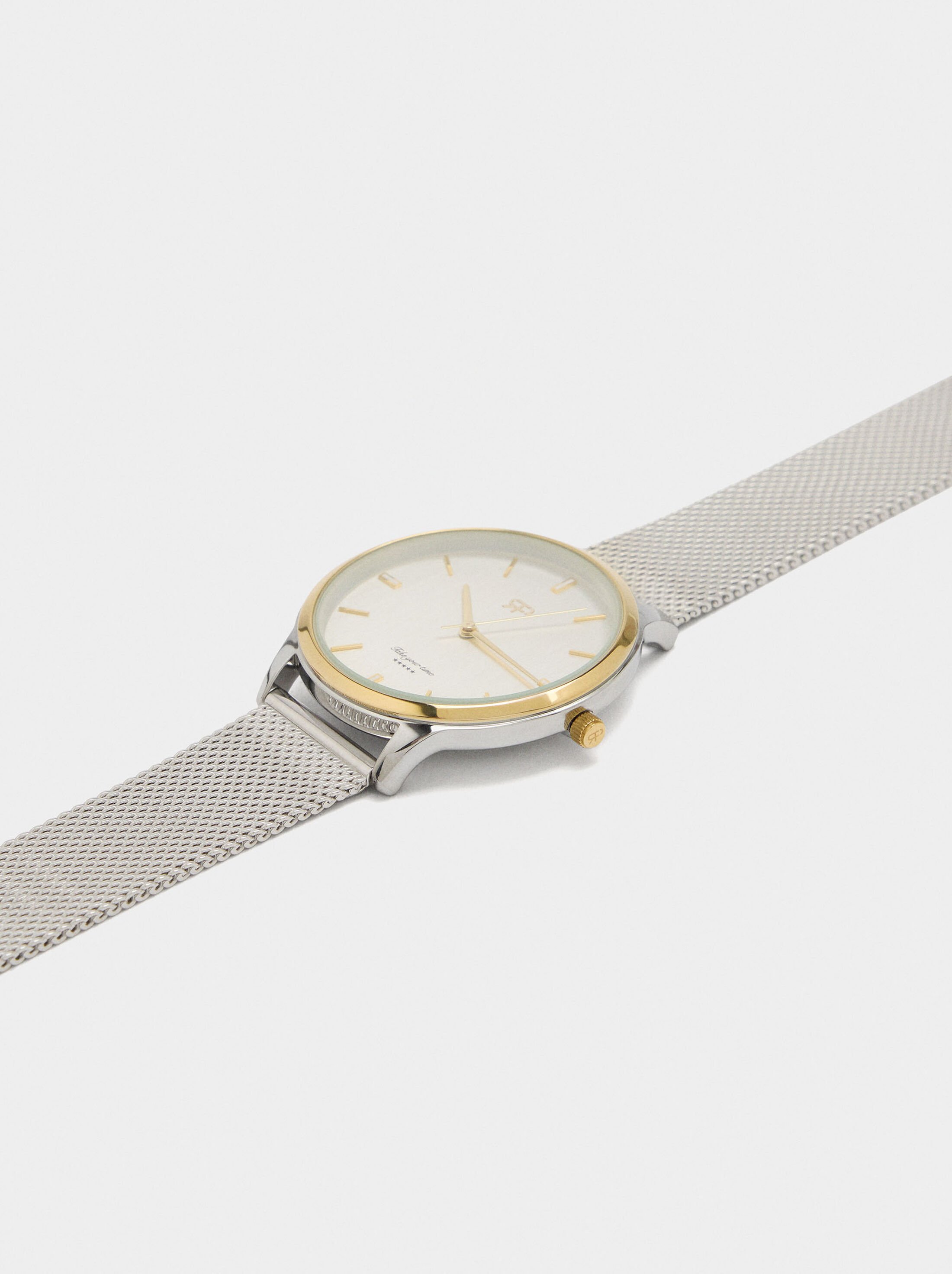 Bicolor watch with stainless steel metal mesh image number 2.0
