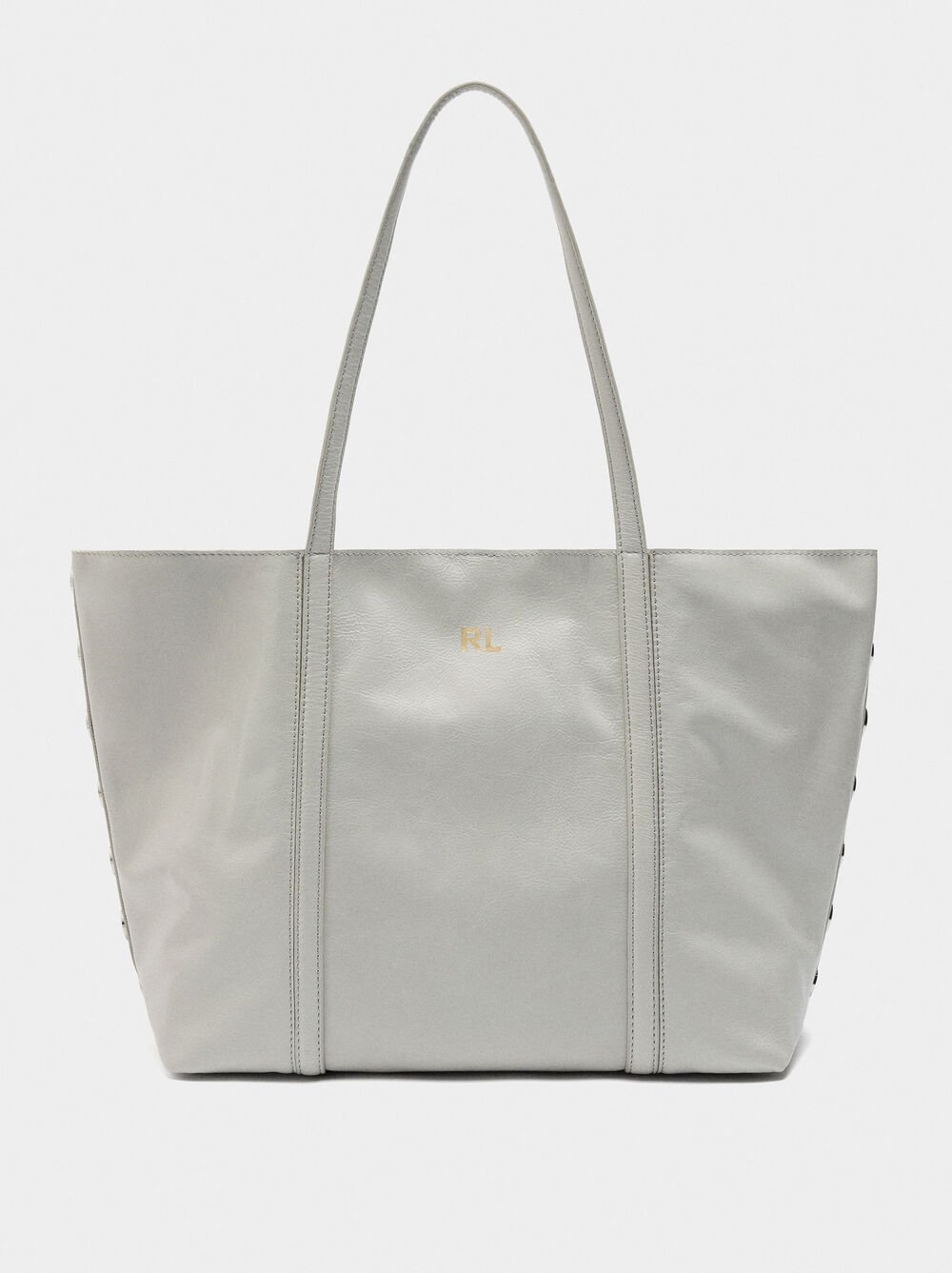 Borsa shopper in pelle con borchie