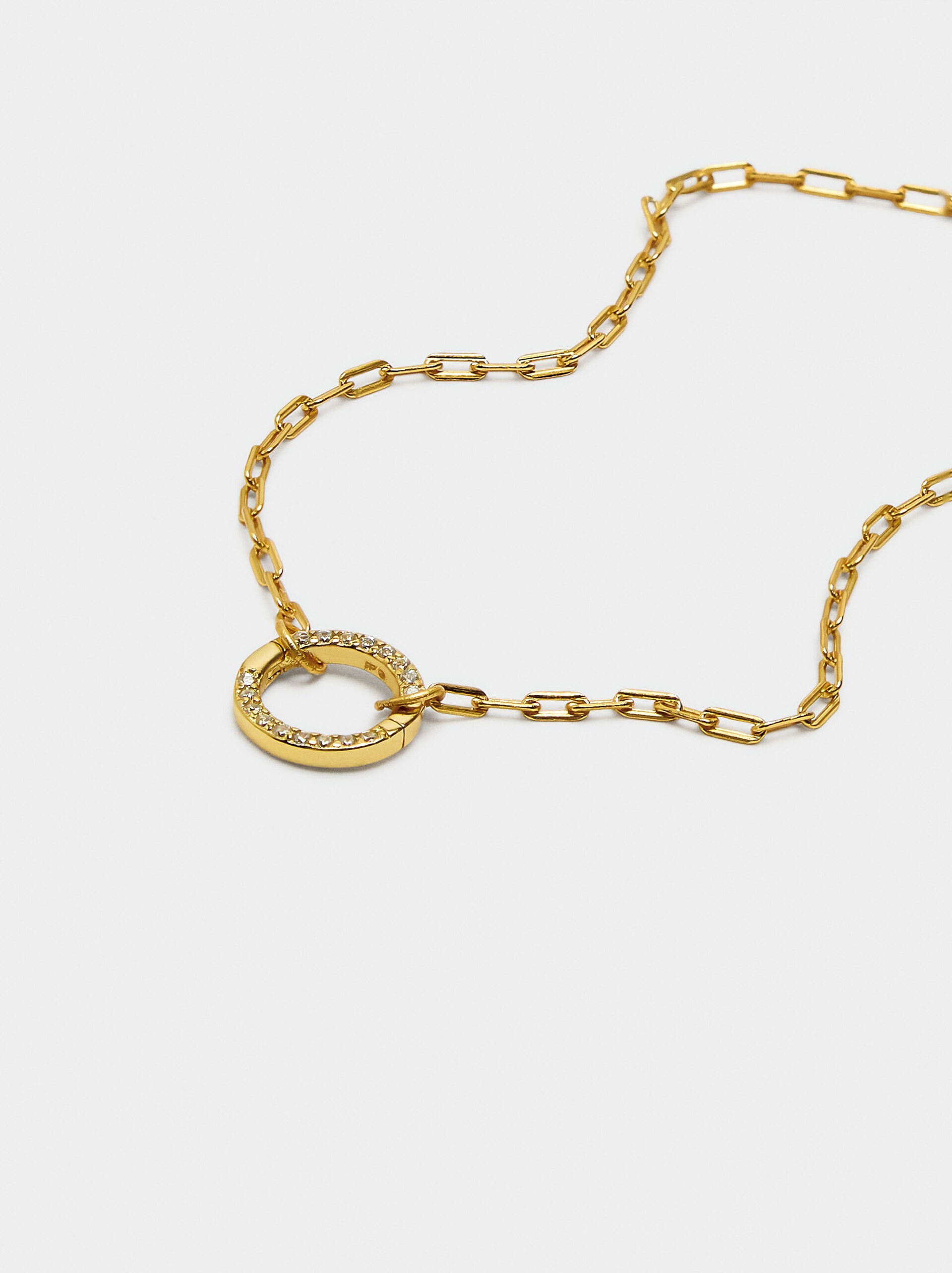 Pendant link bracelet with zirconias - 925 sterling silver image number 1.0
