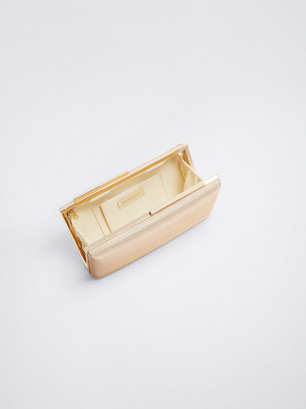 Party Clutch Bag With Chain Handle, Golden, hi-res