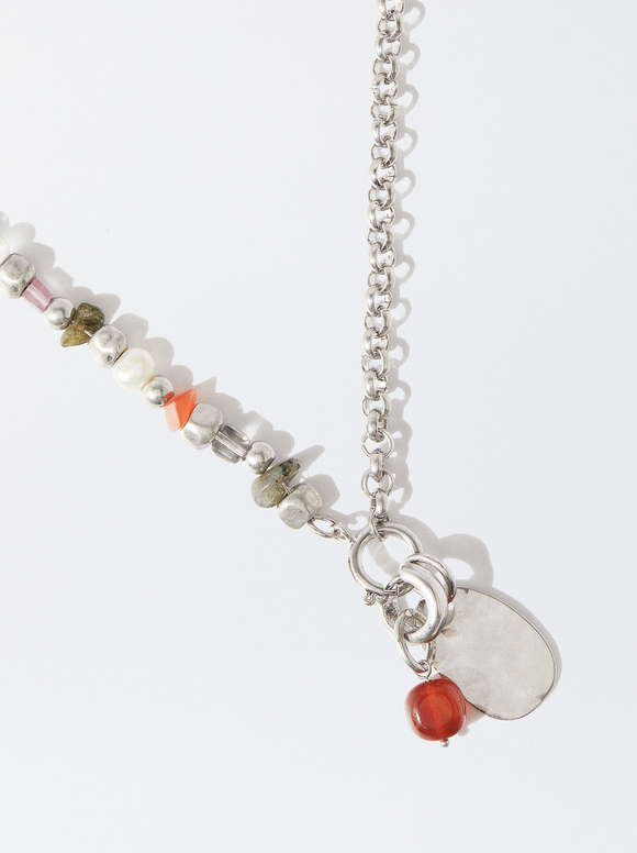 Necklace With Stones And Crystals, Multicolor, hi-res