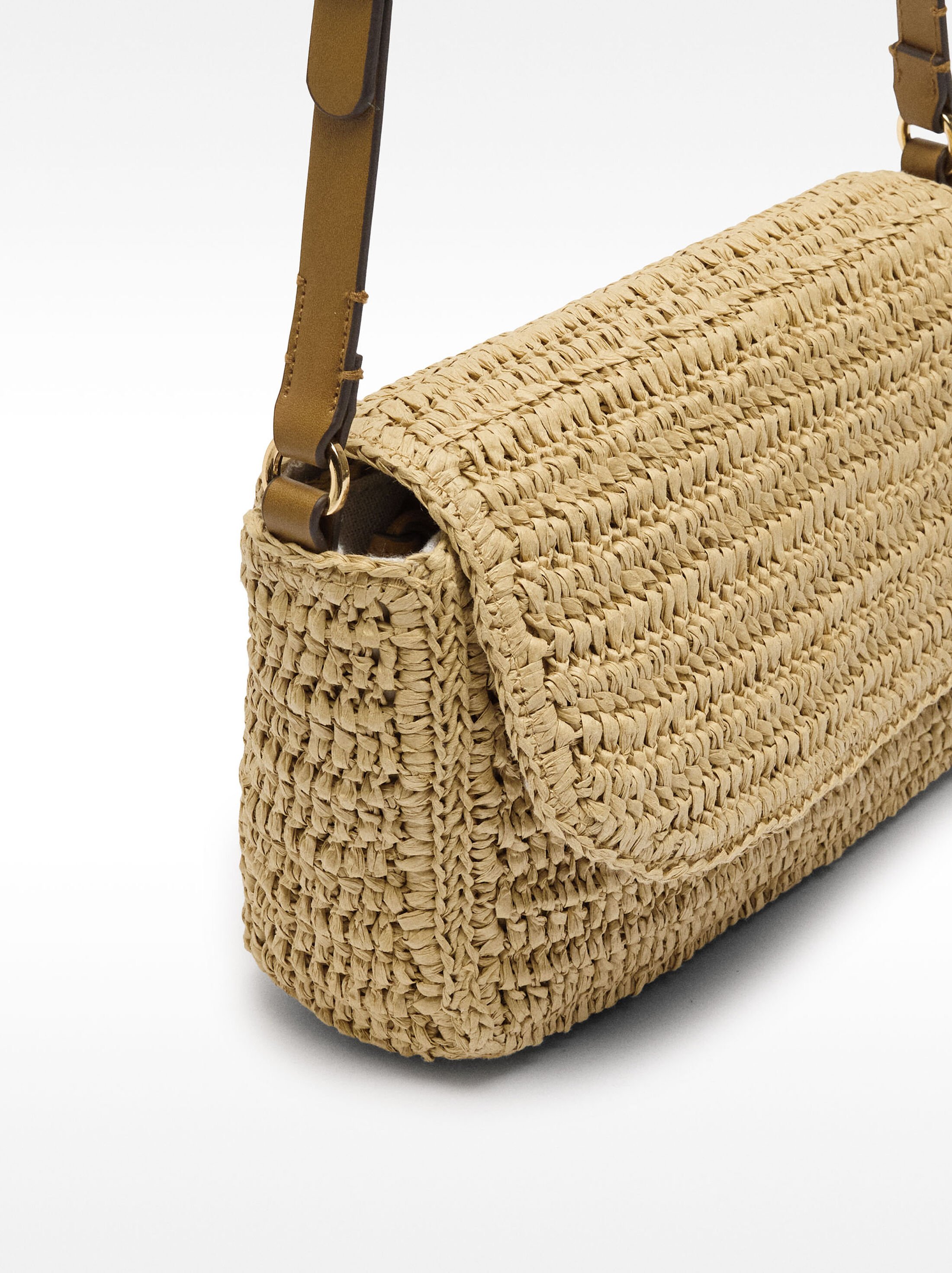 Crossbody bag with straw effect and flap image number 1.0